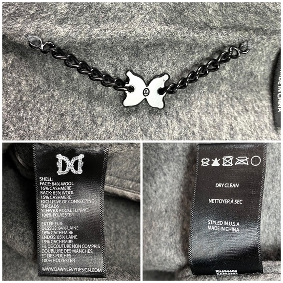 DAWN Levy Design Cashmere Blend Wrapped Coat in Color Block Charcoal Gray - Picture 5 of 10